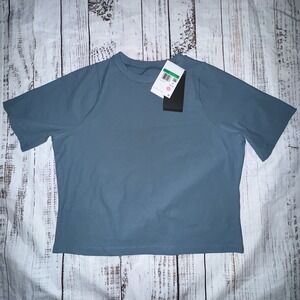 NIKE WOMENS ZENVY RIB Dri-FIT Short-Sleeve Top Smokey Blue NWT XL $70